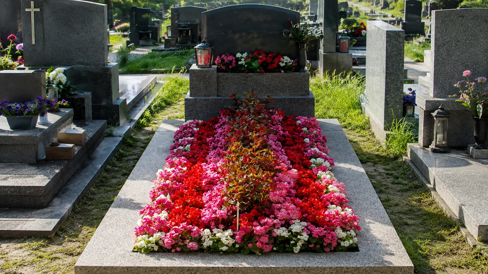 Ganzjährig gepflegte Grabstätte
